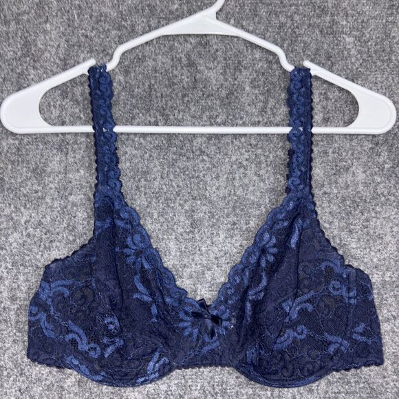 Chantelle Bra Size 36D Blue Lace Wire - Picture 1 of 7